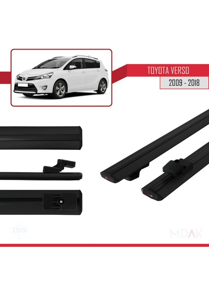 Toyota Verso (AR20) 2009-2018 Arası ile Uyumlu Basıc Model Ara Atkı Tavan Barı Siyah 2 Adet modelleri
