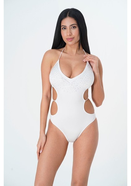 Sunsurf 2025 Kreasyonu Beyaz Taşlı Mayokini