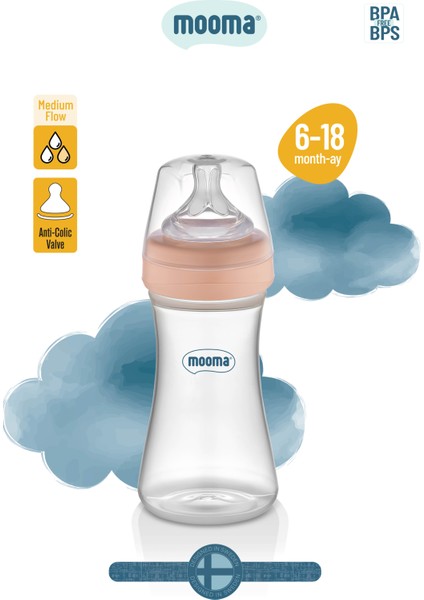 Kindy Antikolik PP Biberon 250 ml 6- 18 Ay (ORTA AKIŞ) - Old Rose