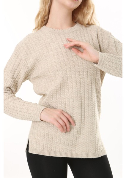 Saç Örmeli Anne Triko Yün Kazak