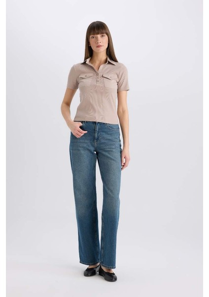 Yeni Sezon Slim Fit Dar Kesim Fitilli Kaşkorse Cepli Kısa Kollu Polo Tişört fiyatları