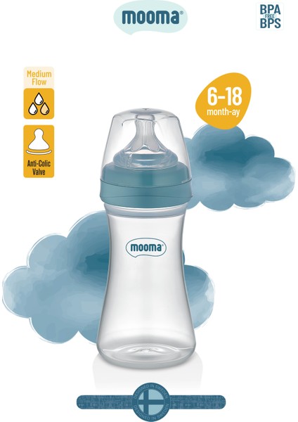 Kindy Antikolik PP Biberon 250 ml 6- 18 Ay (ORTA AKIŞ) - Bowl Blue