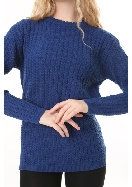 Saç Örmeli Anne Triko Yün Kazak