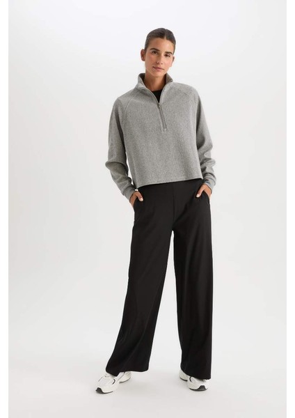 Yeni Sezon Defactofit Wide Leg Geniş Paça Cepli Sporcu Dokuma Pantolon modelleri