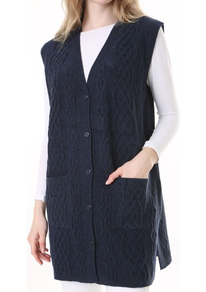 Triko Harttuş Uzun Yelek