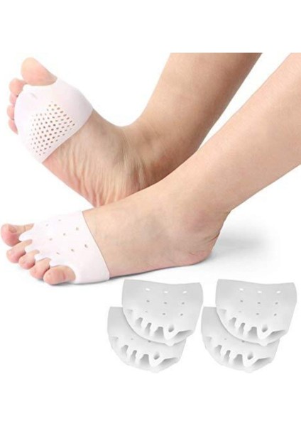 5 Parmak Silikon Ayak Koruyucu, Rahat ve Destekli Ayak Gömleği, Beyaz Çift