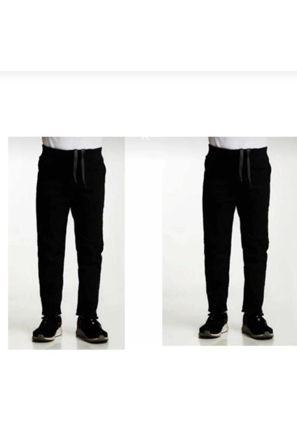 Unisex 2li Çocuk Rahat Kalıp Ribana Bel Canvas Keten Okul Pantolonu 2 Adet
