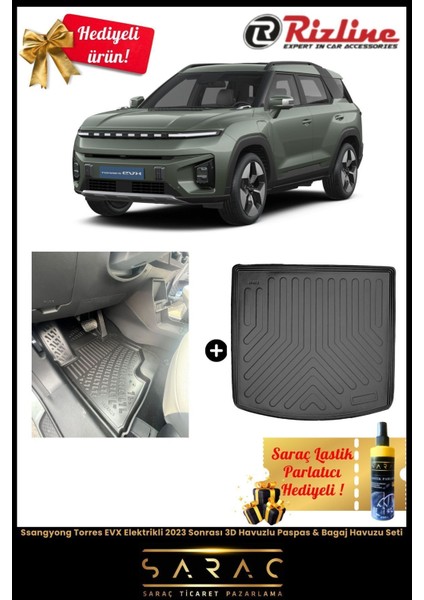 Ssangyong Torres Evx Elektrikli 2023 Sonrası 3D Havuzlu Paspas & Bagaj Havuzu Seti+(Hediyeli!) fiyatları