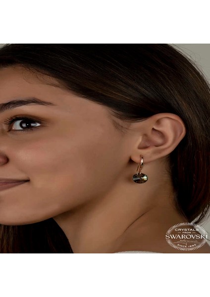 Swarovski Crystal Taşlı Gümüş Yeşil Taşlı Yuvarlak Sallantılı Kadın Küpe fiyatları