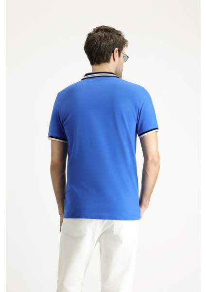 Polo Yaka Slim Fit Dar Kesim Desenli Pamuk Tişört fırsatları