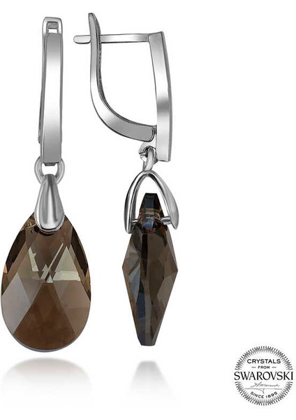 Swarovski Crystal Taşlı Gümüş Damla Sallantılı Kadın Küpe
