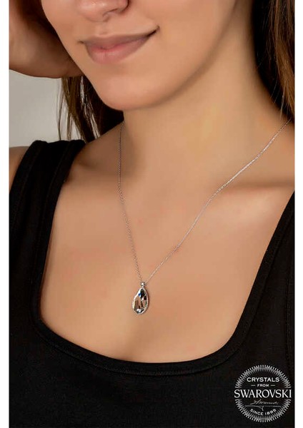 Swarovski Crystal Taşlı Damla Gümüş Kadın Kolye fiyatları