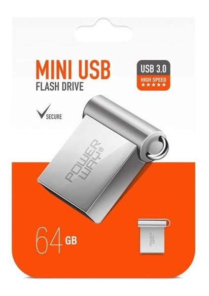 Powerway 64GB USB 3.0 Metal Mini Flash Bellek
