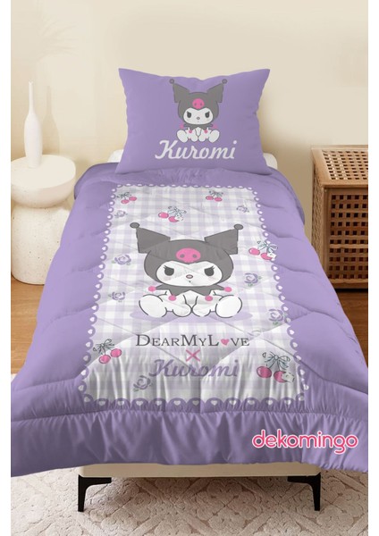 Kirazlı Kuromi Lila Yorgan Seti