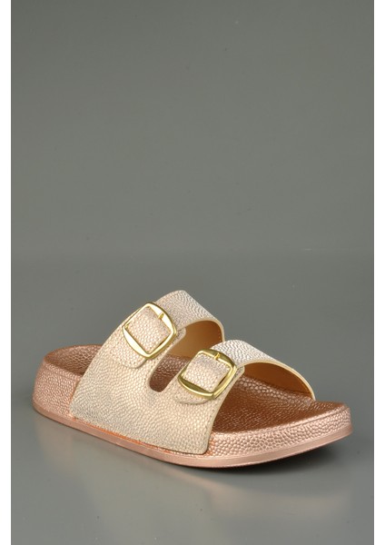 Yumuşak Tabanlı Ortopedik Pudra Simli Şık Terlik