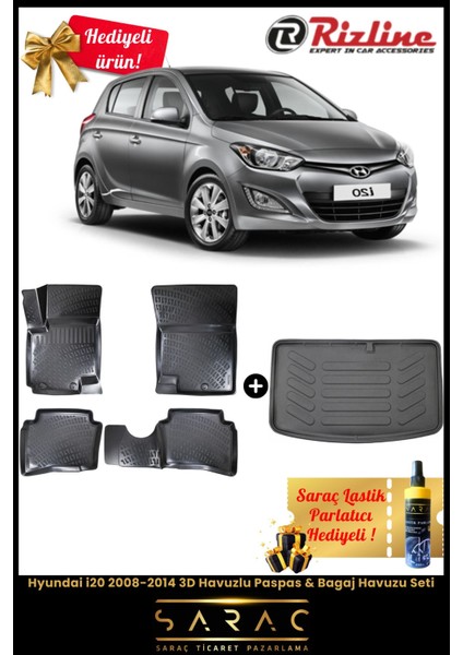 Hyundai I20 2008-2014 Havuzlu Paspas & Bagaj Havuzu Seti+Hediyeli!