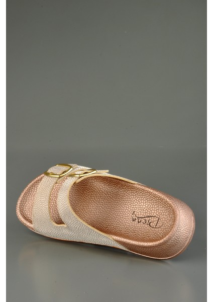 Yumuşak Tabanlı Ortopedik Pudra Simli Şık Terlik fırsatları