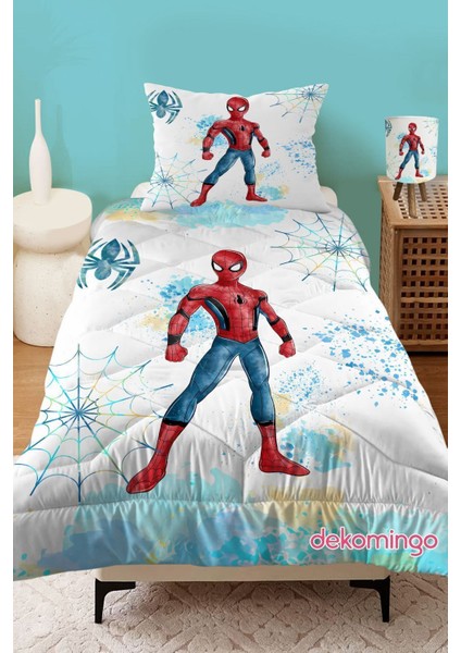 Brush Spiderman Desenli Kapitone Çocuk Yorgan ve Yastık Kılıfı