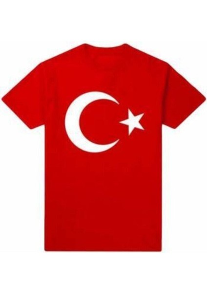 Unısex Çocuk Kırmızı Ay Yıldızlı T-Shırt
