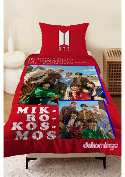 Kırmızı Bts Mıkro Kosmos Bebek ve Çocuk Odası Kapitone Yorgan