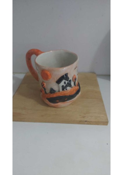 Özel Kupa Seramik 12X9,5CM Kabartmalı Desenli Mug Çay Kahve Sunum 1 Adet