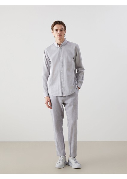 Yeni Sezon Slim Fit Uzun Kollu Keten Karisimli Erkek Gomlek - S55710Z8 fırsatları