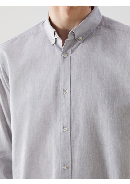 Yeni Sezon Slim Fit Uzun Kollu Keten Karisimli Erkek Gomlek - S55710Z8 indirimleri