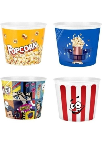 Elite Patlamış Mısır, Cips, Popcorn Kovası Kabı 4'lü Set 1 Adet