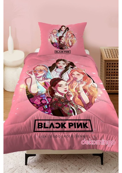 Black Pınk Desenli Bebek ve Çocuk Odası Kapitone Yorgan