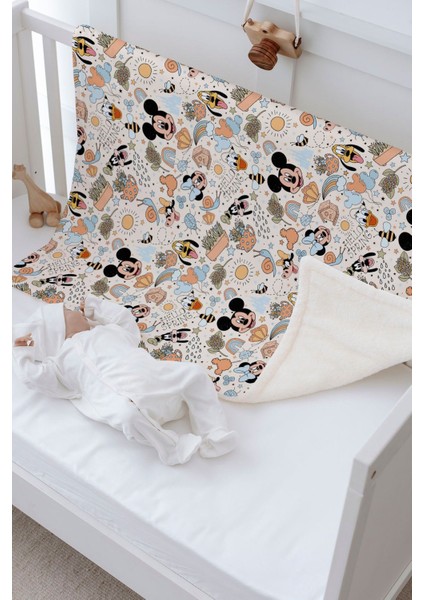 Peluş Çift Yüz Battaniye - Minik Fare ve Tüm Dostları Pattern modelleri