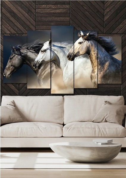 5 Parça Koşan Atlar Duvar Dekoru Salon Oturma Yatak Odası Ofis Antre Için Tablo Seti