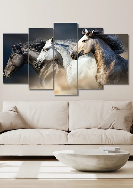 5 Parça Koşan Atlar Duvar Dekoru Salon Oturma Yatak Odası Ofis Antre Için Tablo Seti modelleri