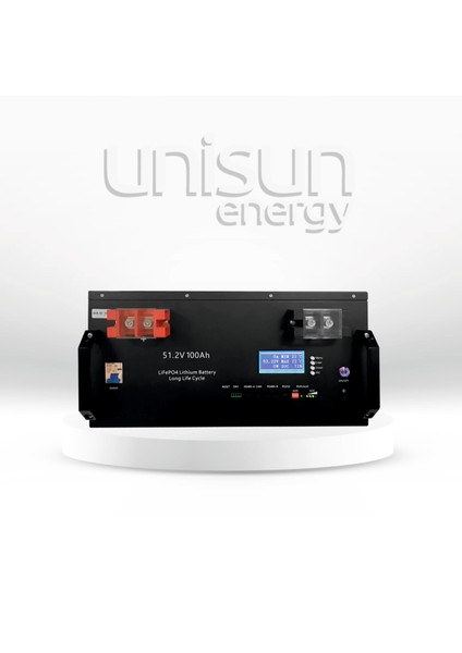 51.2V 100AH Lifepo4 Batarya + Ekran + Bluetooth ( 48V Sistem) UniSun Enerji