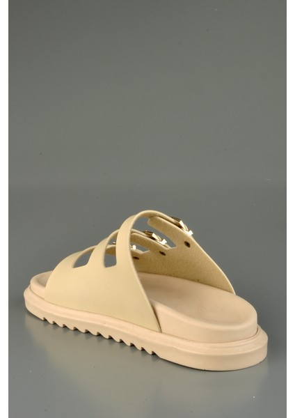 Anotomik Tabanlı 3 Kemerli Krem Rahat Terlik modelleri