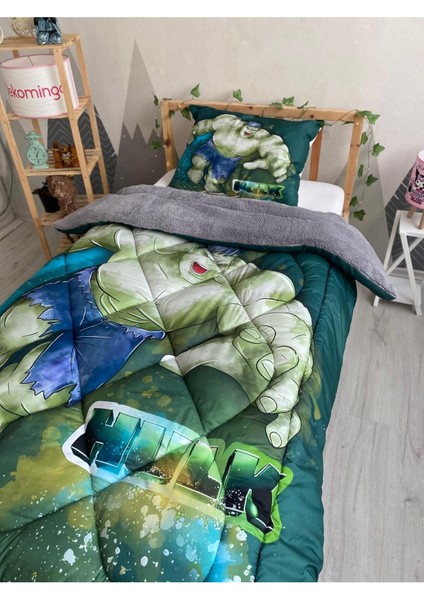 Peluş Hulk Yeşil Bebek ve Çocuk Odası Kapitone Yorgan fiyatları