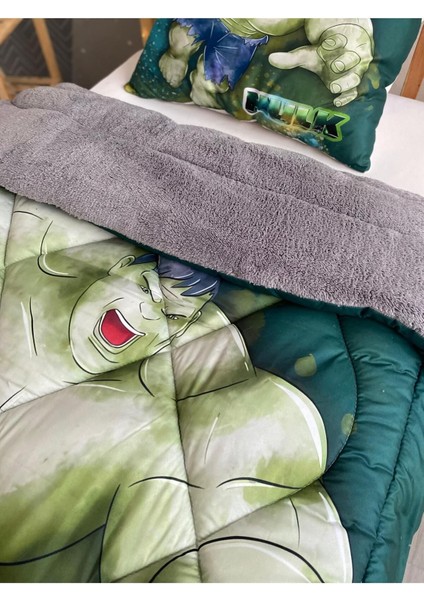 Peluş Hulk Yeşil Bebek ve Çocuk Odası Kapitone Yorgan modelleri