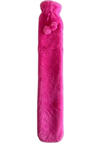 Sıcak Su Torbası 2 Adet Uzun Peluş Pembe Ponponlu 2 lt Termofor 75x13 cm