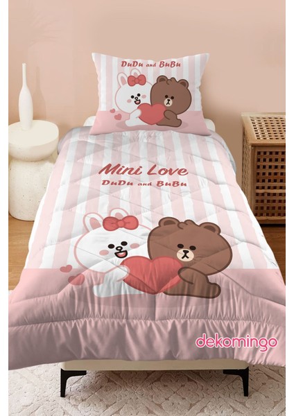 Dudu ve Bubu Mini Love Desenli Kapitone Yorgan