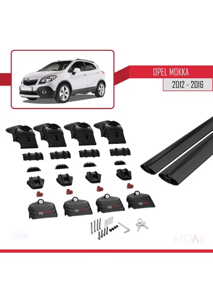 Opel Mokka A (J13) 2012-2016 Arası ile Uyumlu Ace-2 Ara Atkı Tavan Barı Siyah 2 Adet