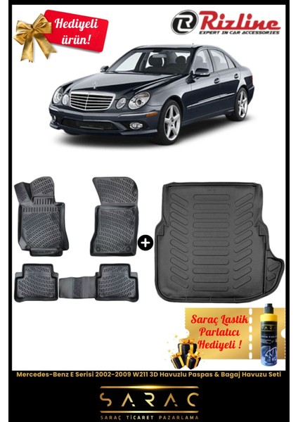 Mercedes-Benz E Serisi 2002-2009 W211 3D Havuzlu Paspas & Bagaj Havuzu Seti+(Hediyeli!) fiyatları