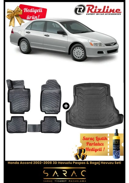 Honda Accord 2002-2008 Havuzlu Paspas & Bagaj Havuzu Seti+Hediyeli!
