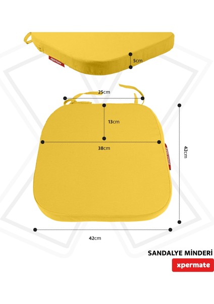 Standartfit Oval Sandalye Minderi Fermuarlı Yıkanabilir Kılıf Bağcıklı Su Ve Yağ Itici 42x42x5 Sarı fiyatları
