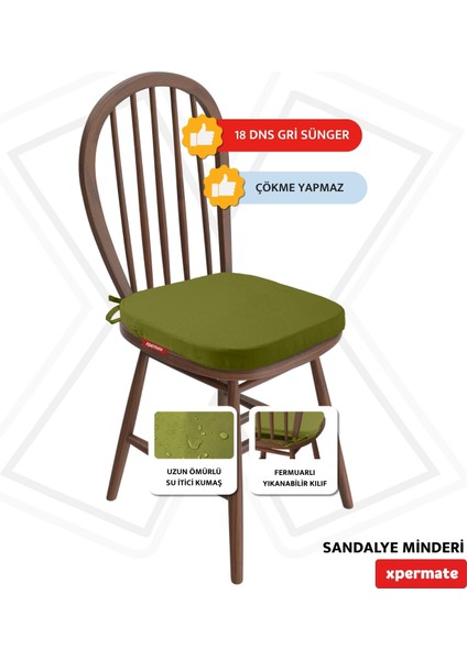 Standartfit Oval Sandalye Minderi Fermuarlı Yıkanabilir Kılıf Bağcıklı Su Ve Yağ Itici 42x42x5 Yeşil fiyatları