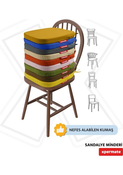 Standartfit Oval Sandalye Minderi Fermuarlı Yıkanabilir Kılıf Bağcıklı Su Ve Yağ Itici 42x42x5 Yeşil modelleri