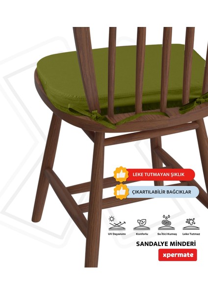 Standartfit Oval Sandalye Minderi Fermuarlı Yıkanabilir Kılıf Bağcıklı Su Ve Yağ Itici 42x42x5 Yeşil fırsatları