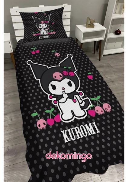 Kuromi Siyah Bebek ve Çocuk Baza Pike Takımı ve Yastık Kılıfı ( Tek Kişilik )