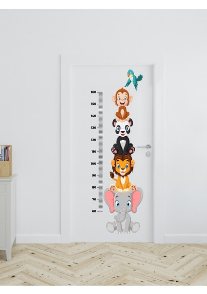 Sevimli Hayvanlar Temalı Boy Ölçer Çocuk Odası Dekoratif Metre Duvar Sticker , folyo fırsatları