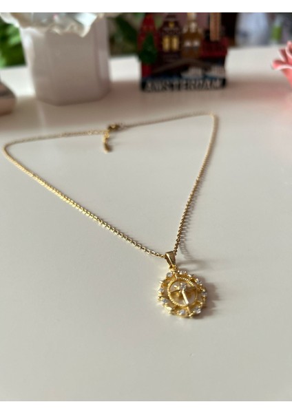 Zirkon Taşlı Kuzey Yıldızı Kolye – Ince Gold Zincir, Paslanmaz Çelik modelleri