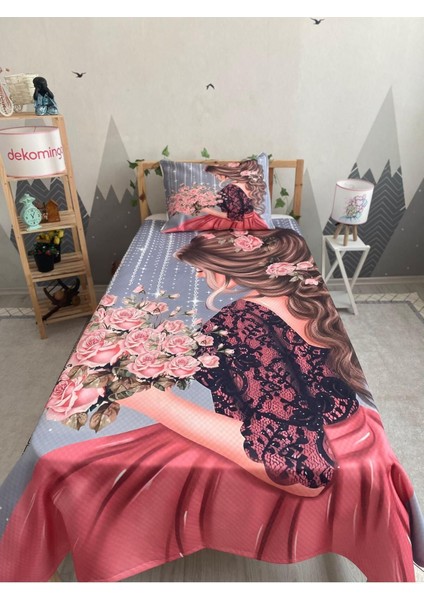 Buketli Kız Bebek ve Çocuk Odası Pike Takımı