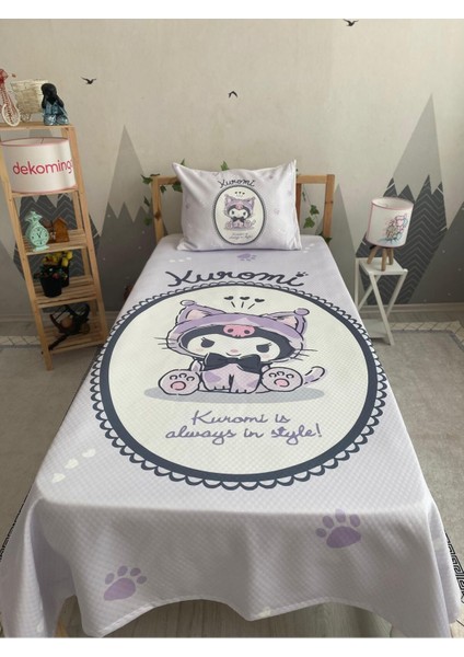 Oval Çerçeve Kuromi Bebek ve Çocuk Odası Pike Takımı